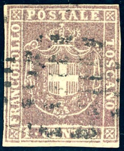 1860 - 1 cent. bruno lilla (17b), ... 