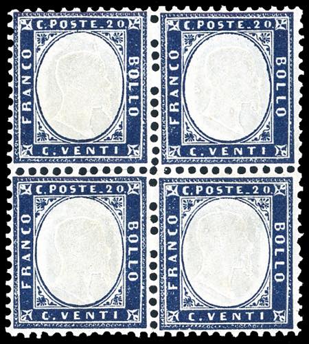 1862 - 20 cent. indaco (2), ottima ... 
