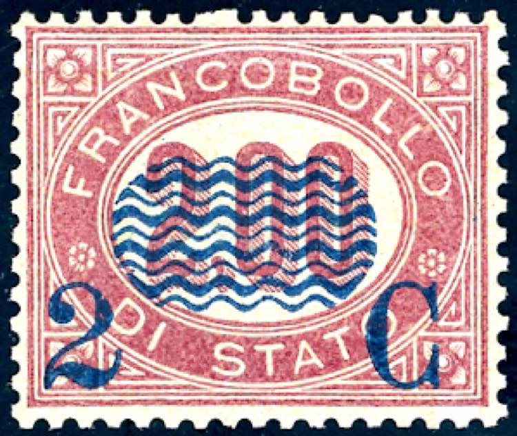 1878 - 2 cent. su 2 lire Servizio ... 