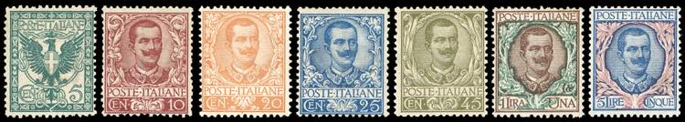 1901 - Floreale, 7 valori ... 