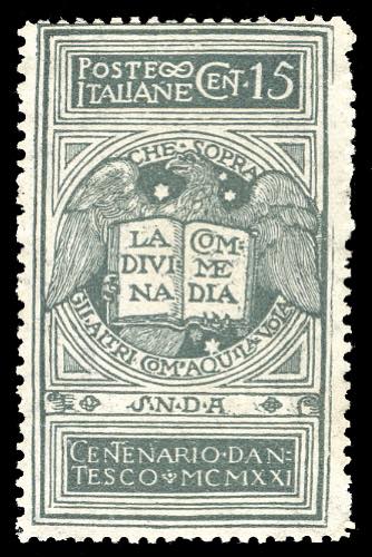 1921 - 15 cent. grigio Dante, non ... 