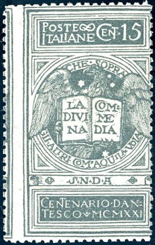 1921 - 15 cent. grigio Dante, non ... 