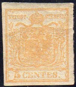 1850 - 5 cent. giallo ocra (1), ... 