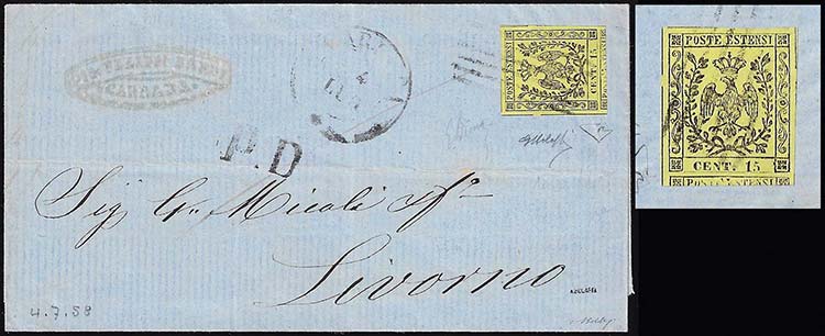 1858 - 15 cent. giallo, senza il ... 