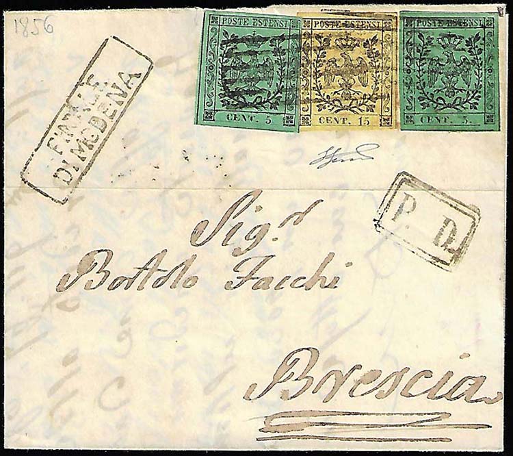 1856 - 5 cent. verde, punto dopo ... 