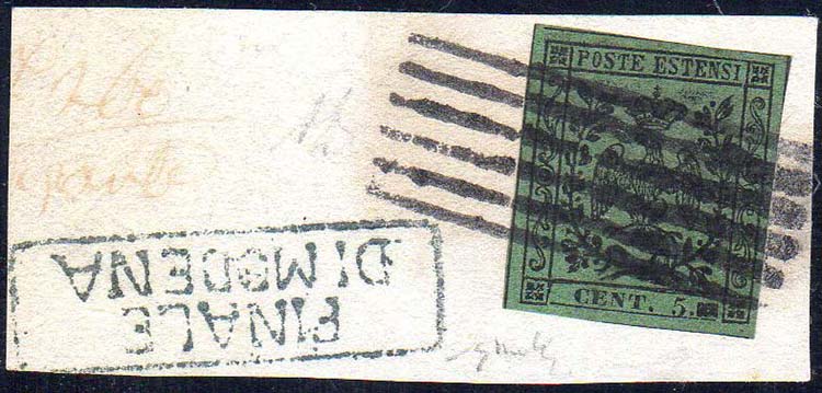 1852 - 5 cent. verde, punto dopo ... 