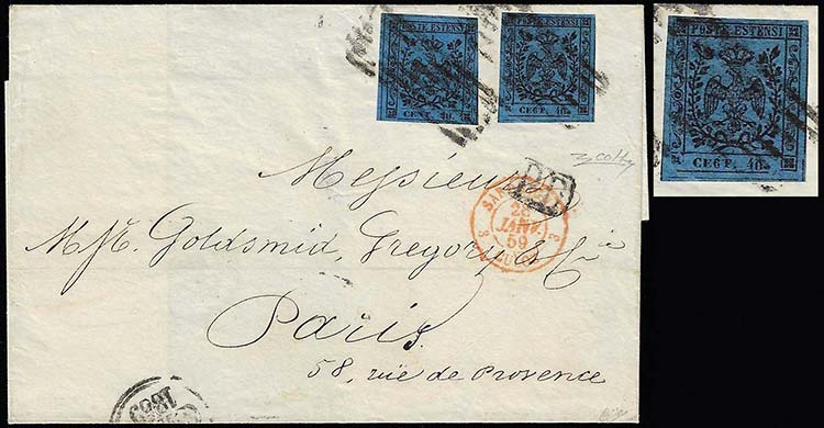 1859 - 40 cent. azzurro scuro, ... 