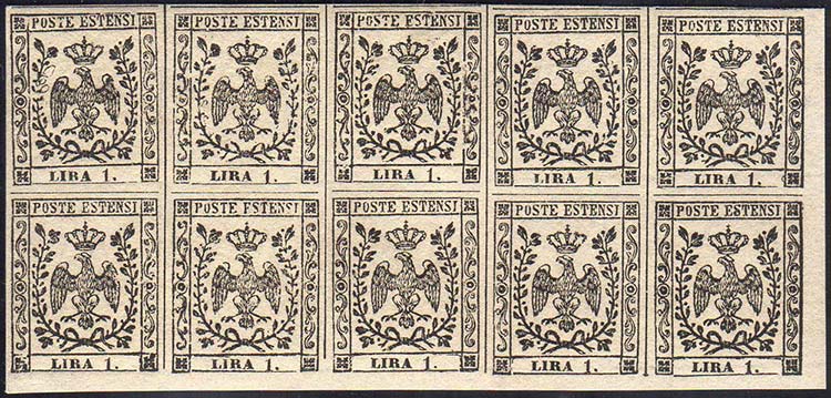 1853 - 1 lira bianco (11), blocco ... 