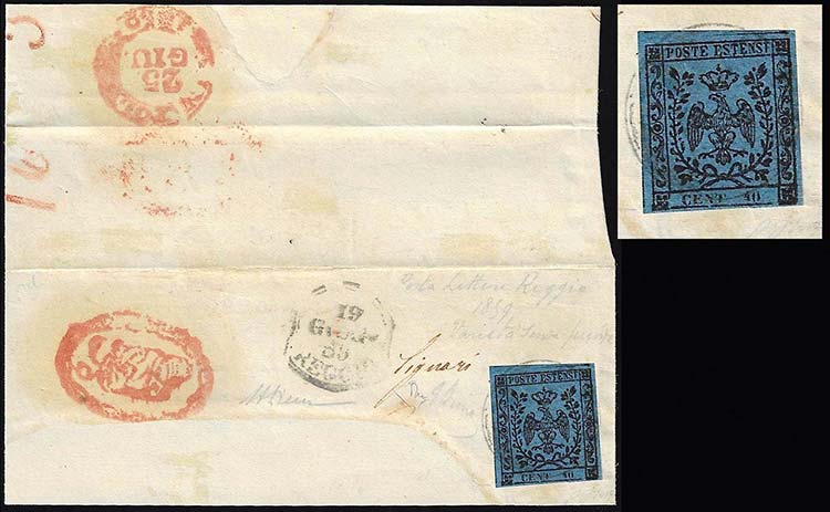 1859 - 40 cent. azzurro scuro, ... 