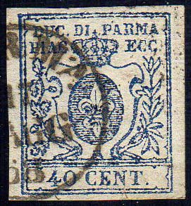 1857 - 40 cent. azzurro scuro ... 