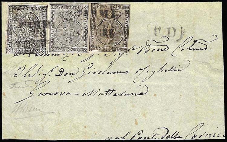 1855 - 15 cent. nero su carta ... 