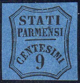 1853 - 9 cent. azzurro (2), gomma ... 