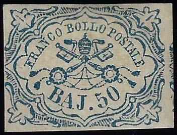 1852 - 50 baj azzurro (10), parte ... 