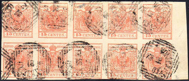 1854 - 15 cent. rosso vermiglio, ... 
