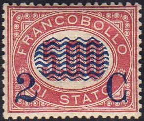 1878 - 2 cent. su 5 lire Servizio ... 