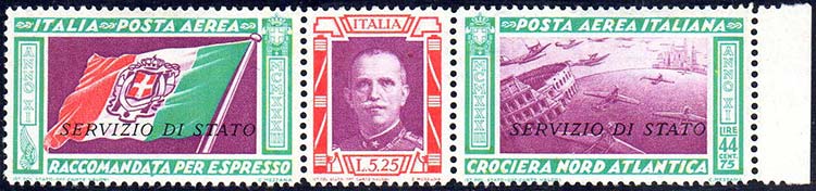 1933 - 5,25 + 44,75 lire trittico, ... 