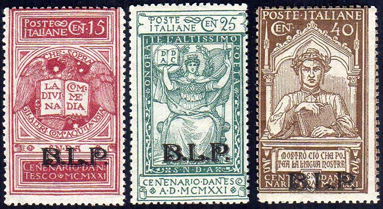 1922 - Dante, soprastampati BLP, ... 