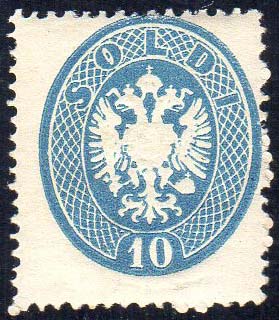 1863 - 10 soldi azzurro, dent. 14 ... 