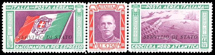 1933 - 5,25 + 44,75 lire trittico ... 