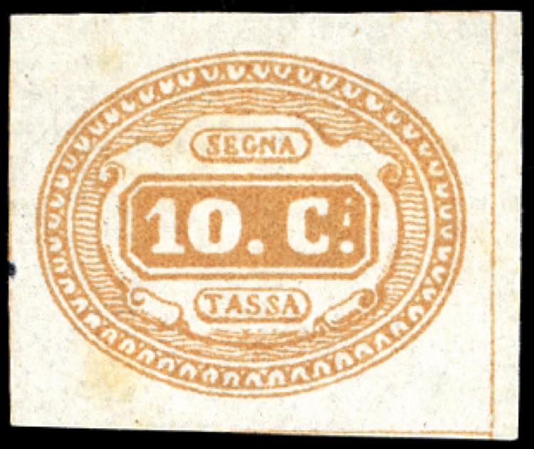 1863 - 10 cent. arancio (1b), ... 
