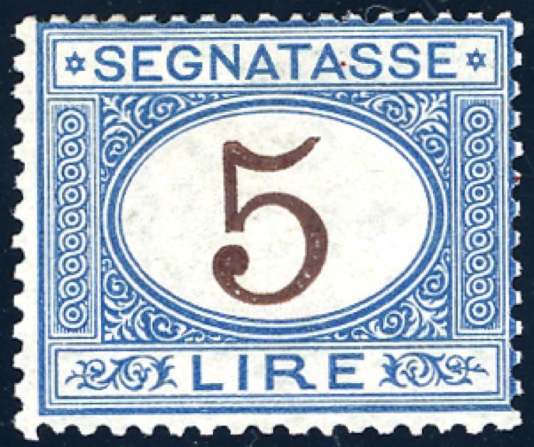 1874 - 5 lire azzurro e bruno ... 