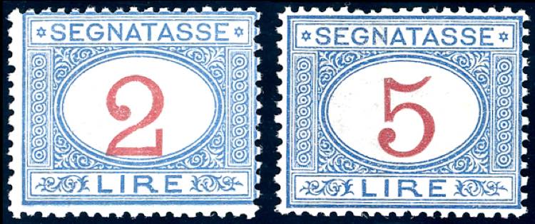 1903 - 2 lire e 5 lire azzurro e ... 