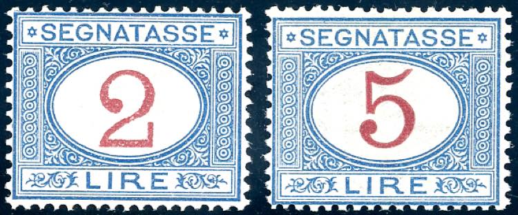 1903 - 2 lire e 5 lire azzurro e ... 