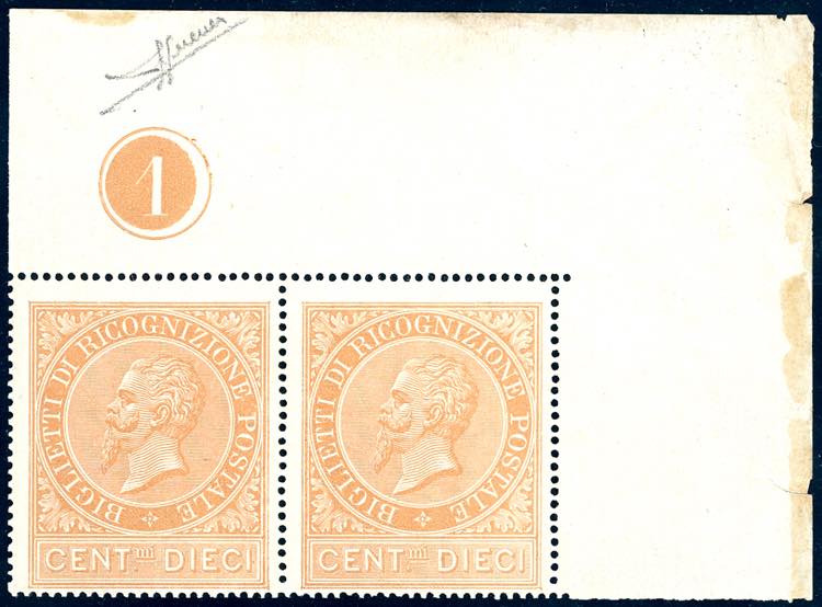 1874 - 10 cent. ocra (1), coppia ... 