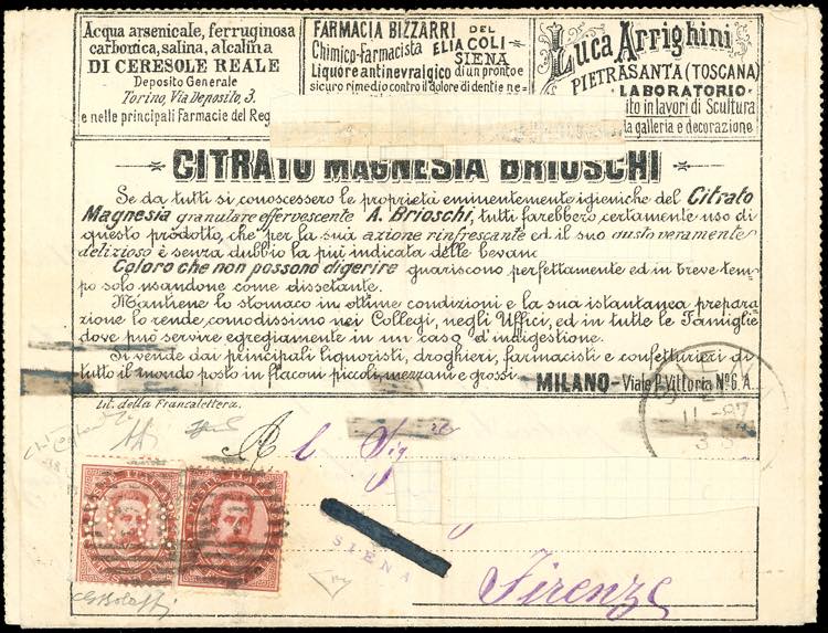 1887 - 8-8 su 10 cent. Umberto I ... 