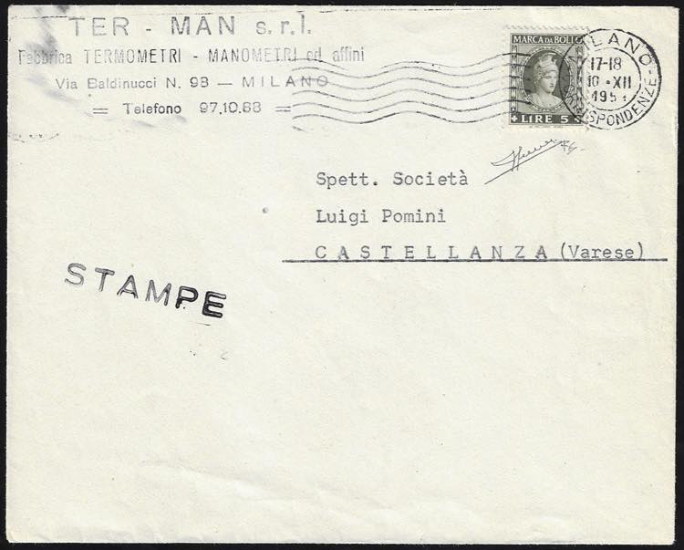 1951 - 5 lire marca da bollo, ... 