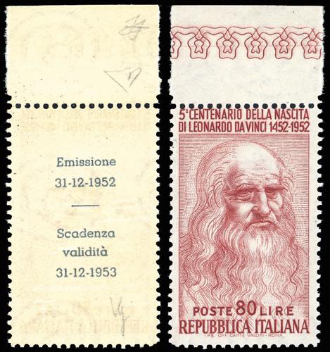 1952 - 80 lire Leonardo, al verso ... 