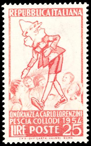 1954 - 25 lire Pinocchio, fondo ... 