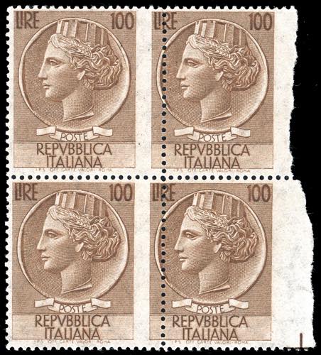 1955 - 100 lire Turrita, filigrana ... 