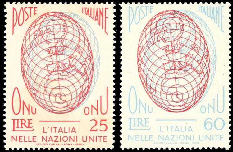 1956 - 25 lire e 60 lire ONU, IV ... 