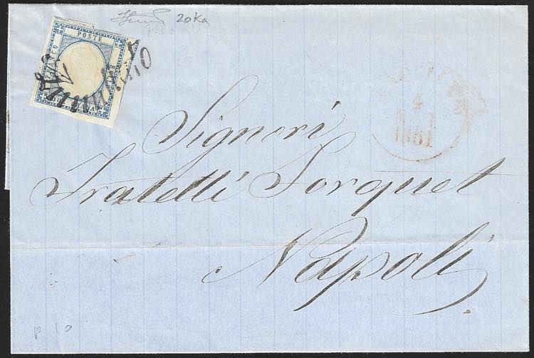 1861 - 2 grana azzurro, doppio ... 