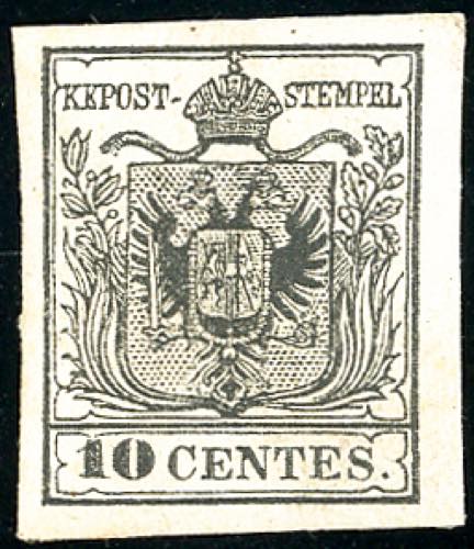 1857 - 10 cent. nero, carta a ... 