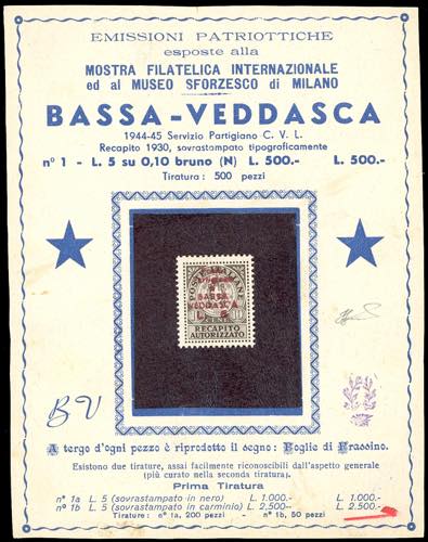 BASSA VEDDASCA 1944/45 - 10 cent. ... 