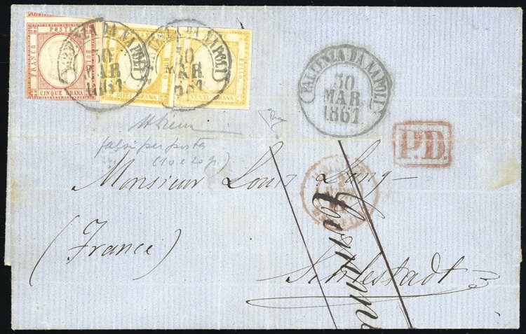 1861 - Falsi per posta: 20 grana ... 