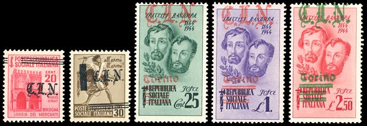 TORINO 1945 - Cinque esemplari con ... 