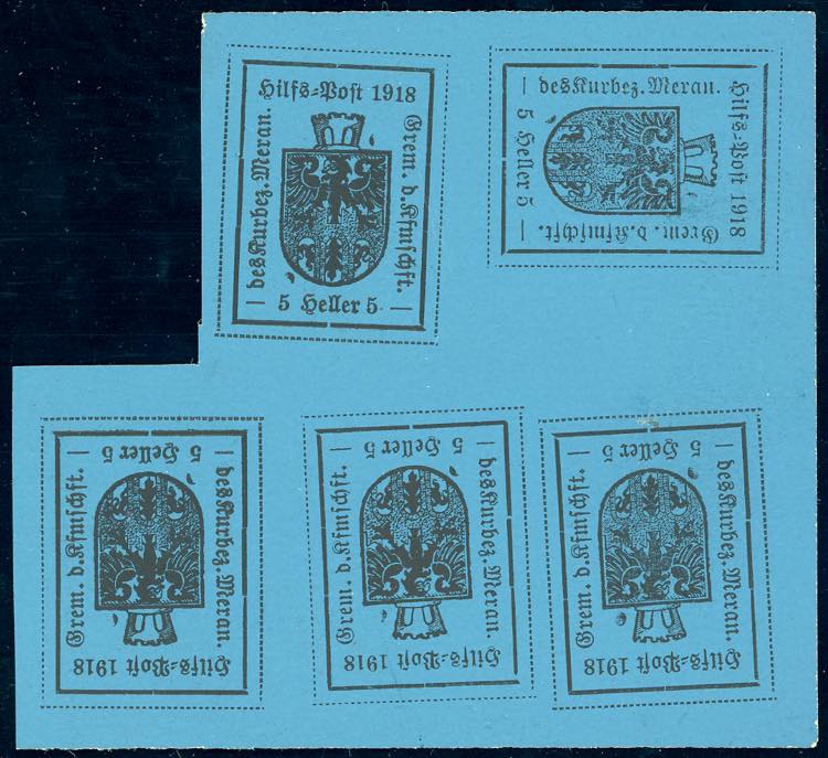 MERANO 1918 - 5 h. azzurro, IV ... 