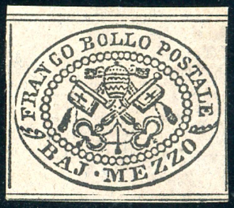 1852 - 1/2 baj grigio lilla (1c), ... 