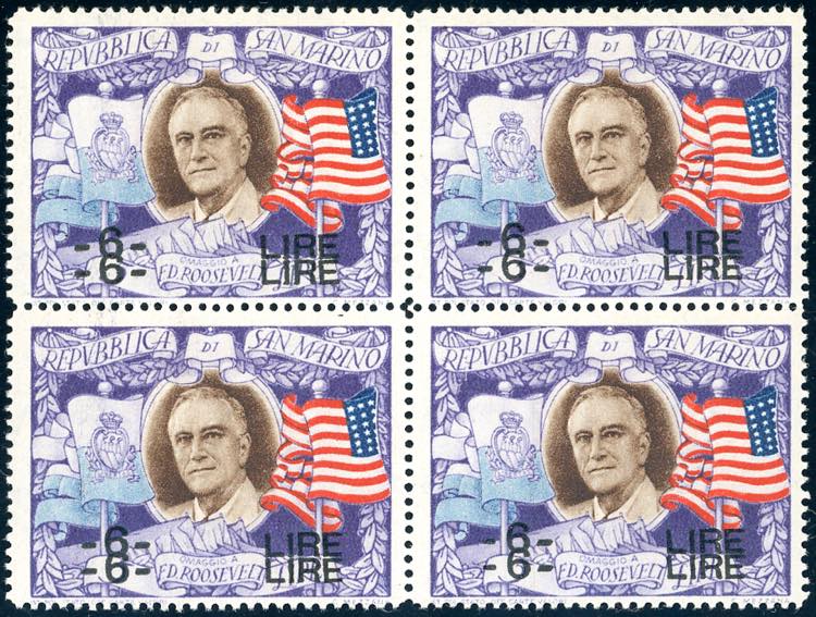 1947 - 6 lire su 5 lire Roosvelt, ... 