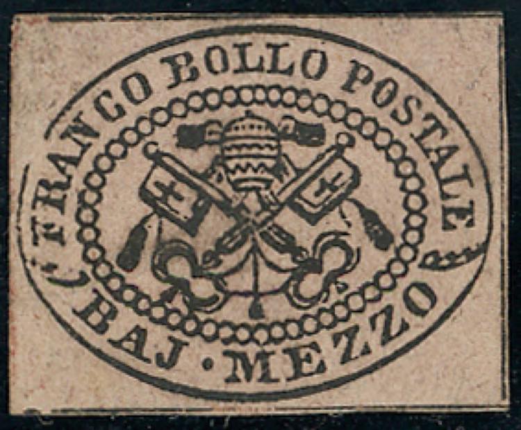 1852 - 1/2 baj lilla rosa (1d), ... 