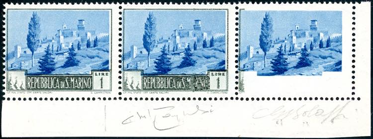 1949 - 1 lira Paesaggi, striscia ... 