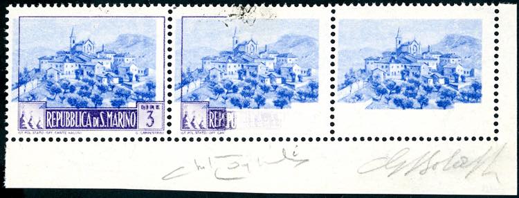 1949 - 3 lire Paesaggi, striscia ... 