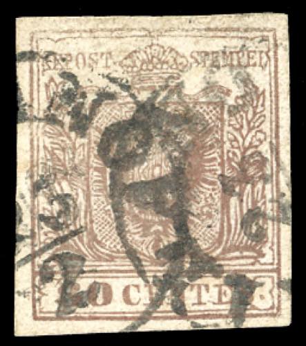 1858 - 30 cent. bruno rossastro, ... 
