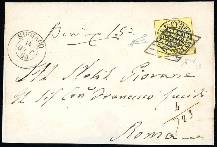 1865 - 4 baj giallo (5A), perfetto ... 