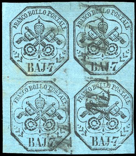 1852 - 7 baj azzurro (8), blocco ... 