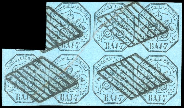 1852 - 7 baj azzurro (8), blocco ... 