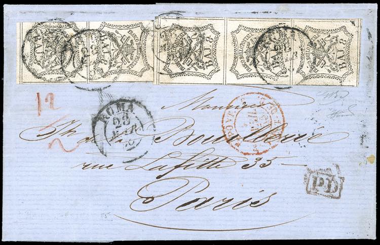 1855 - 8 baj bianco (9), striscia ... 
